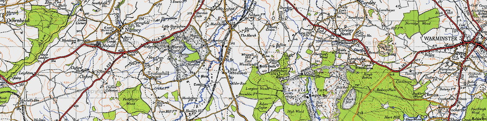 Old map of East Woodlands in 1946