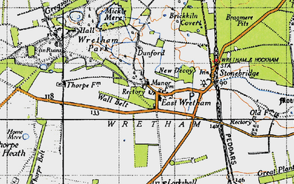 Old map of Wretham Park in 1946