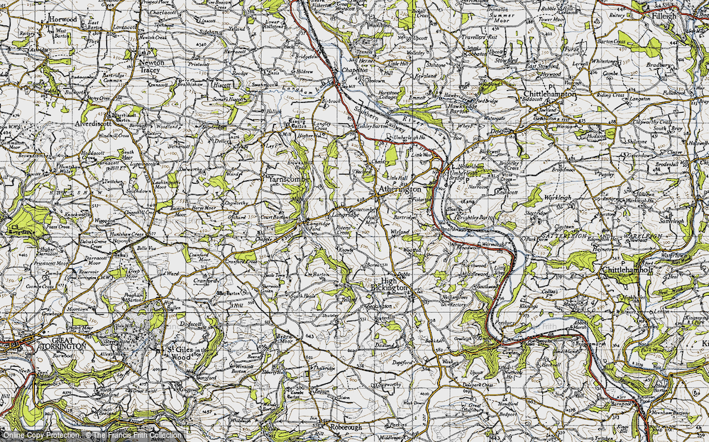 Old Map of Historic Map covering Burriott Barton in 1946