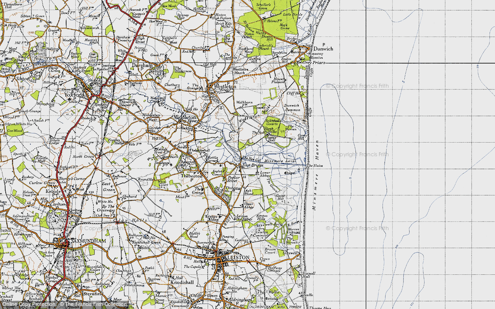Old Map of Historic Map covering Westleton Walks in 1946