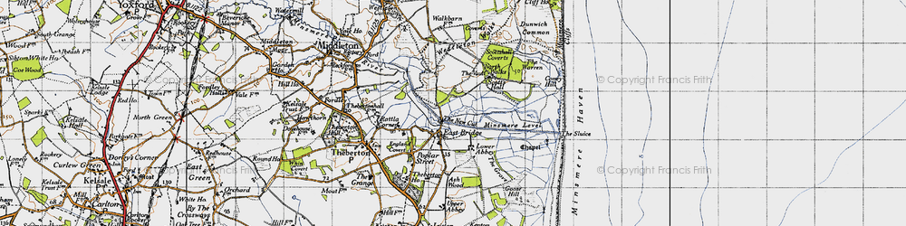 Old map of Eastbridge in 1946
