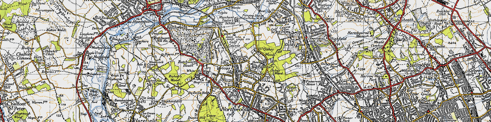 Old map of Eastbury in 1945