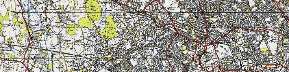 Old map of Eastcote in 1945