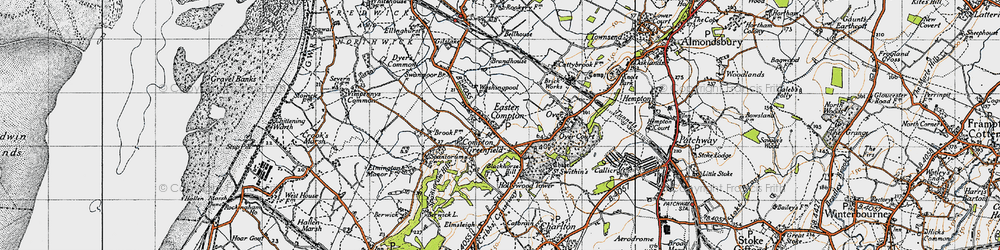 Old map of Easter Compton in 1946