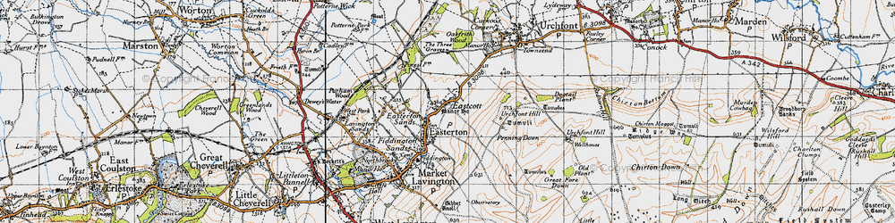 Old map of Easterton in 1940