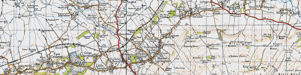 Old map of Easterton Sands in 1940