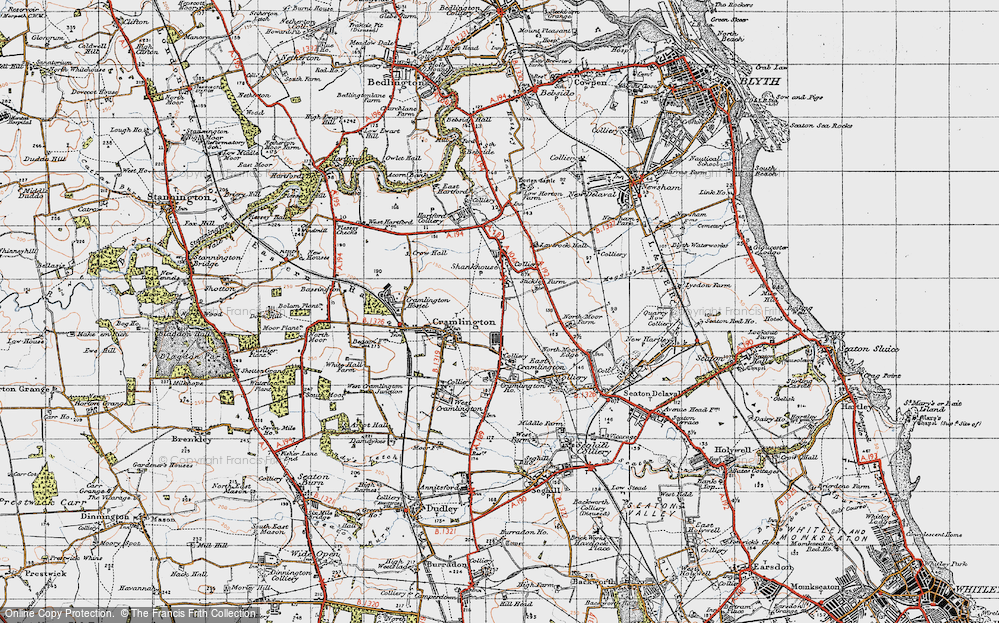 Old Map of Historic Map covering Shankhouse in 1947