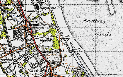 Old map of Eastham Ferry in 1947