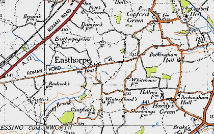 Old map of Easthorpe in 1945
