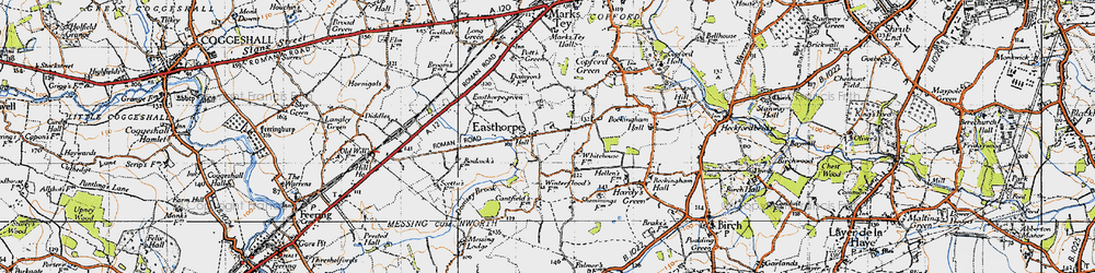 Old map of Easthorpe in 1945