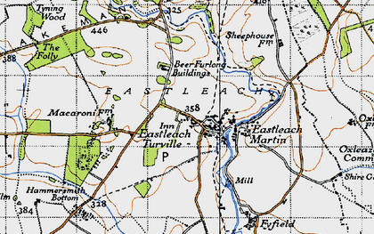 Old map of Eastleach Turville in 1947