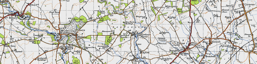 Old map of Eastleach Turville in 1947
