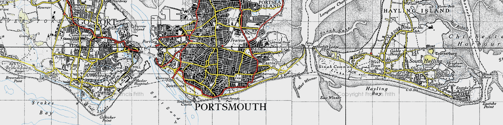 Old map of Eastney in 1945