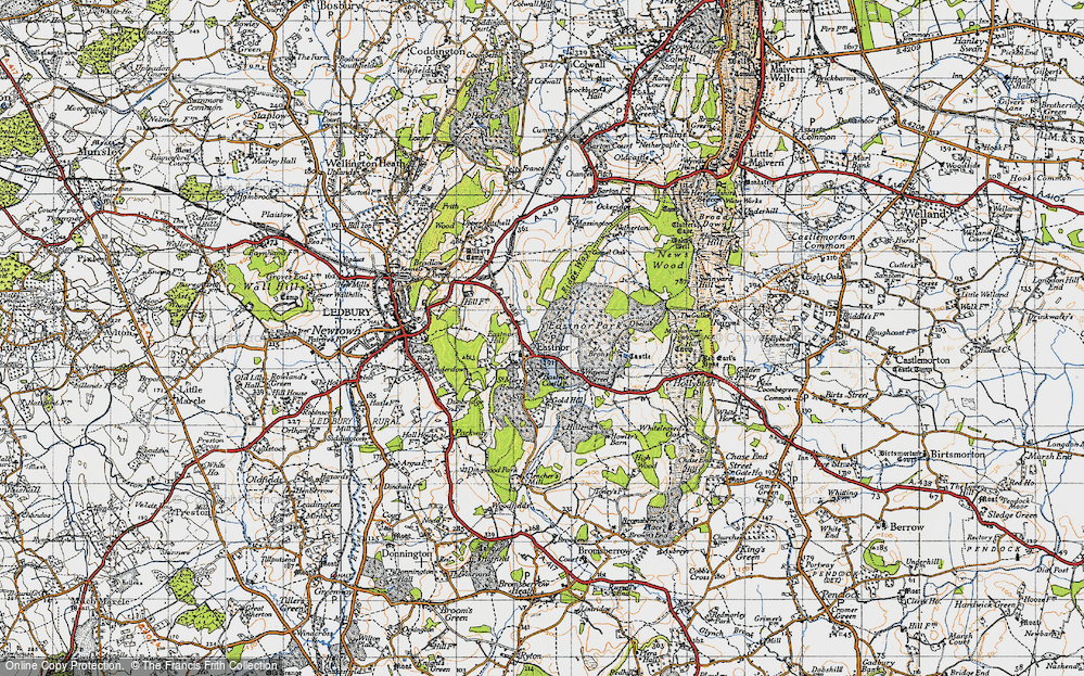 Old Map of Historic Map covering Bronsil in 1947