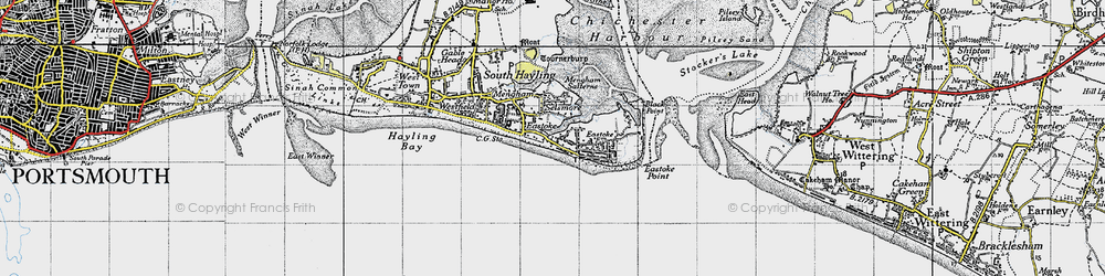 Old map of Eastoke in 1945