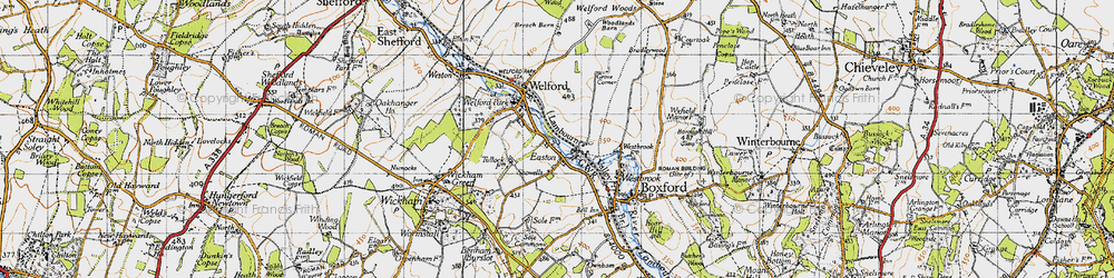 Old map of Easton in 1945