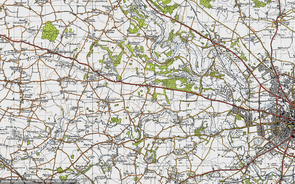 Old Map of Easton, 1945 in 1945