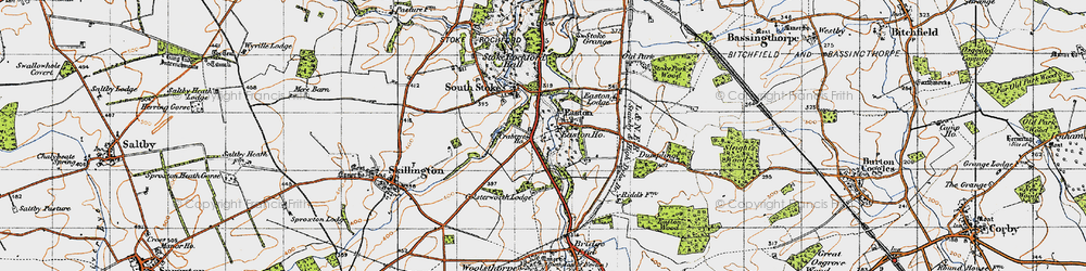 Old map of Easton in 1946