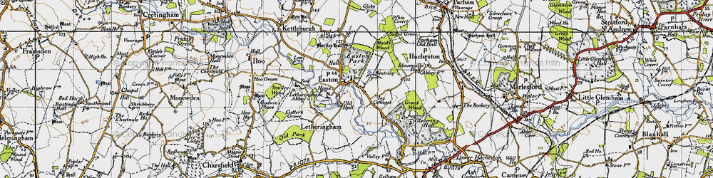 Old map of Glevering Hall in 1946