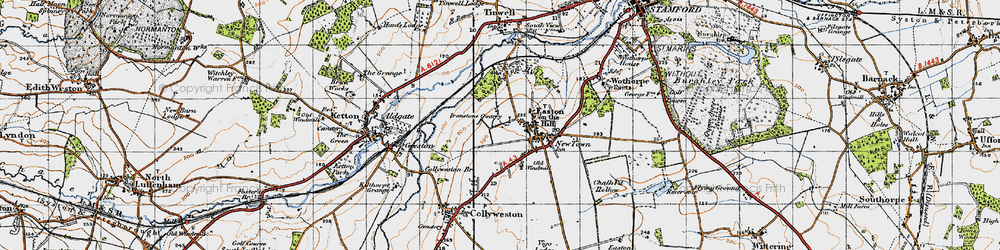 Old map of Easton on the Hill in 1946