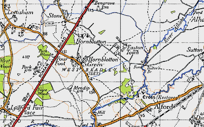 Old map of Easton Town in 1945