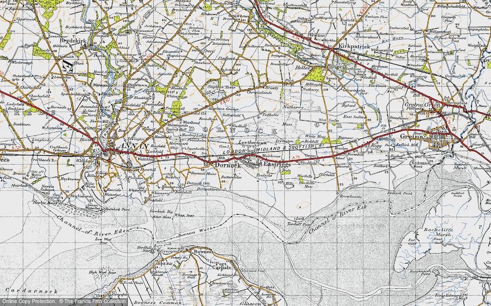 Old Map of Historic Map covering Westhills Moss in 1947