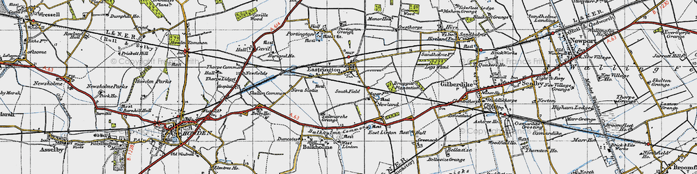 Old map of Eastrington in 1947