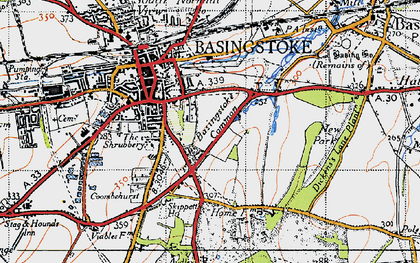 Old map of Eastrop in 1945