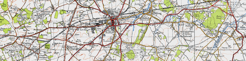 Old map of Eastrop in 1945