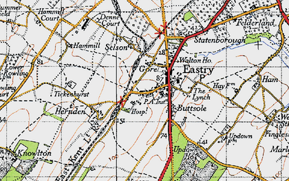 Old map of Eastry in 1947