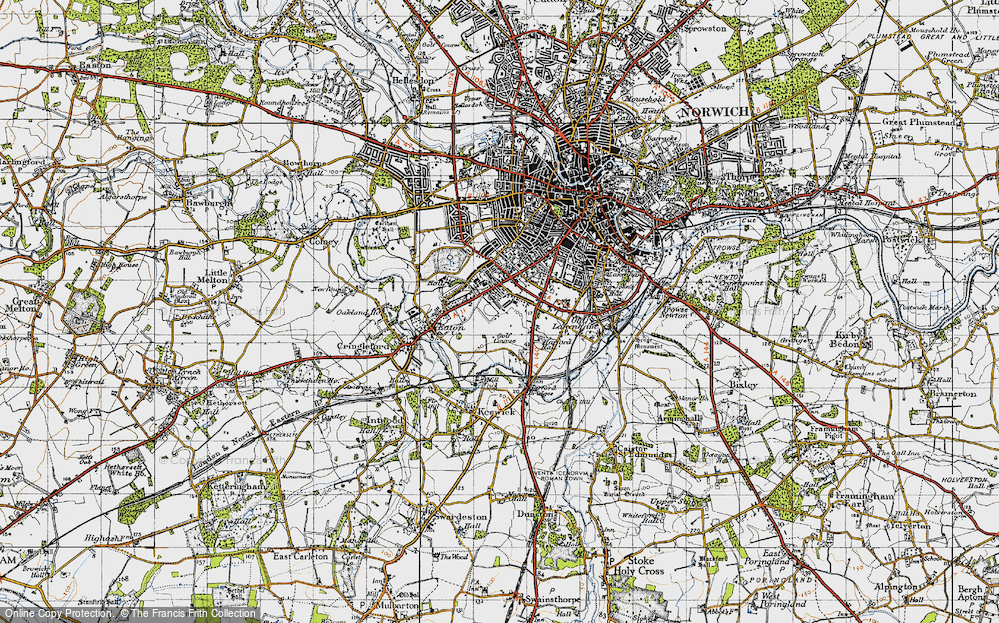 Old Map of Eaton, 1945 in 1945