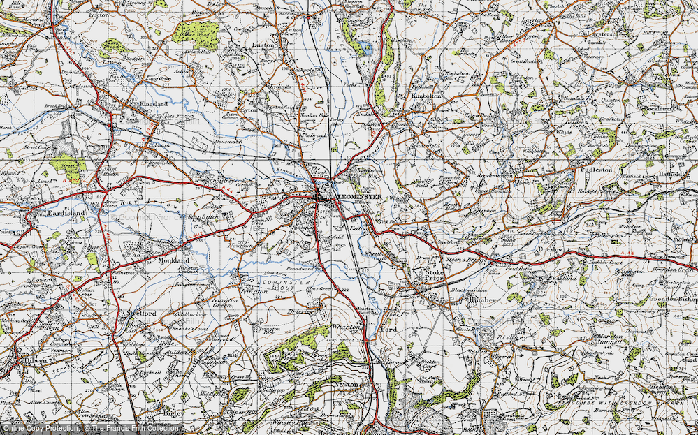 Old Map of Historic Map covering Broadward Br in 1947