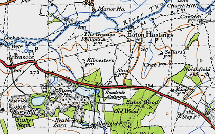 Old map of Eaton Hastings in 1947