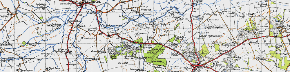 Old map of Eaton Hastings in 1947