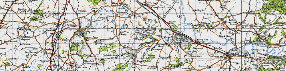 Old map of Eaton Mascott in 1947