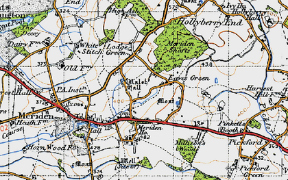 Old map of Meriden Ho in 1947
