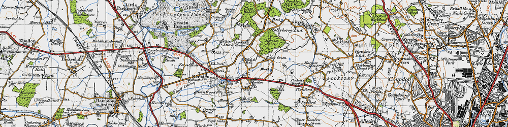 Old map of Eaves Green in 1947
