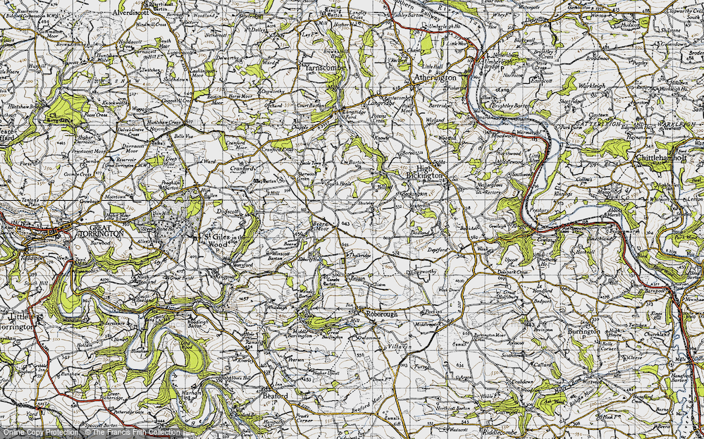 Old Map of Historic Map covering Beara Moor in 1946