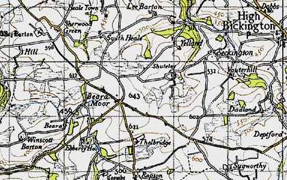 Old map of Beara Moor in 1946