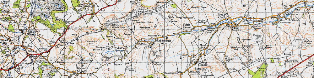Old map of Ebbesbourne Wake in 1940