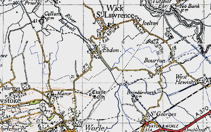 Old map of Ebdon in 1946
