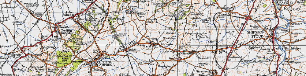 Old map of Ebrington in 1946