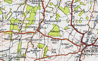 Old map of Ecchinswell in 1945