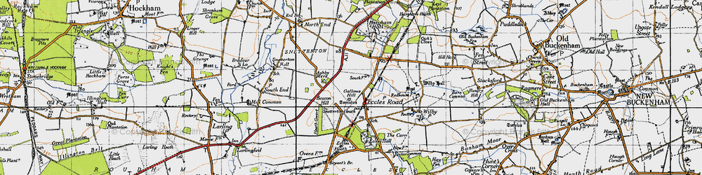 Old map of Eccles Road in 1946