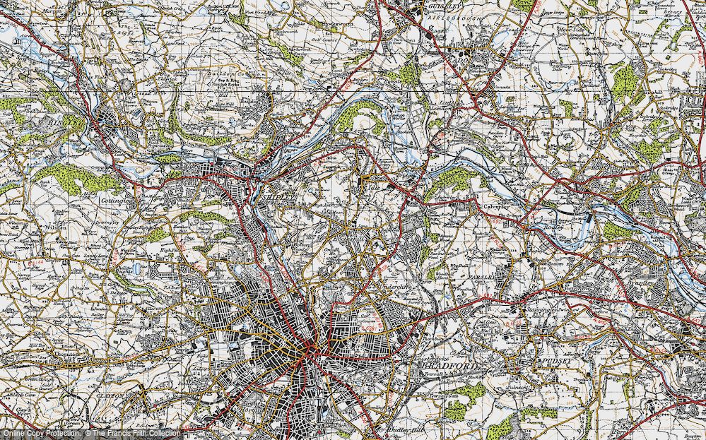 Old Map of Historic Map covering Five Lane Ends in 1947