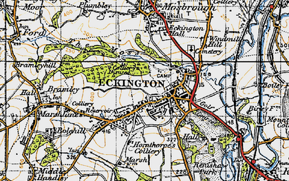 Old map of Eckington in 1947
