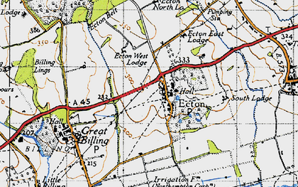 Old map of Ecton in 1946