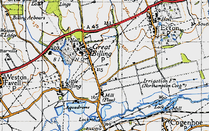 Old map of Ecton Brook in 1946