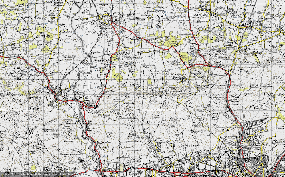 Old Map of Historic Map covering Bushy Bottom in 1940