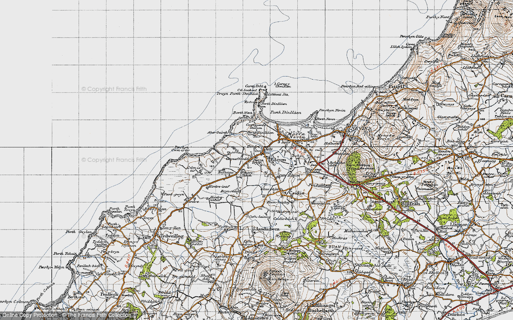 Old Map of Historic Map covering Bryn Rhydd in 1947